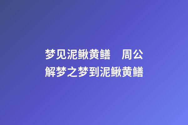 梦见泥鳅黄鳝　周公解梦之梦到泥鳅黄鳝